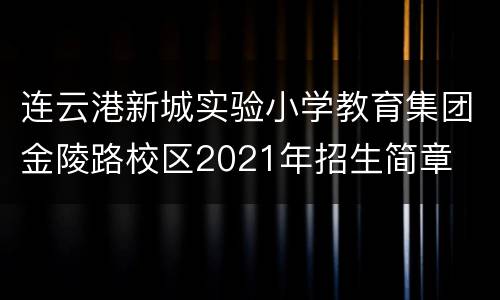 连云港新城实验小学教育集团金陵路校区2021年招生简章