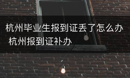 杭州毕业生报到证丢了怎么办 杭州报到证补办