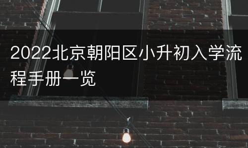 2022北京朝阳区小升初入学流程手册一览