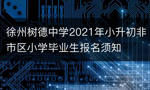 徐州树德中学2021年小升初非市区小学毕业生报名须知