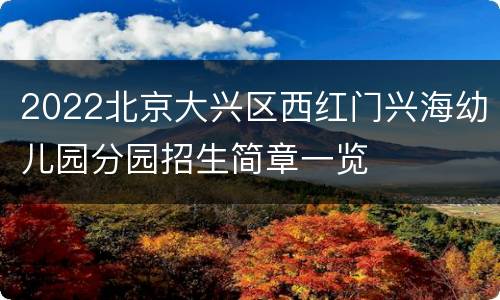 2022北京大兴区西红门兴海幼儿园分园招生简章一览