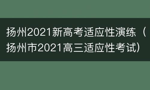 扬州2021新高考适应性演练（扬州市2021高三适应性考试）