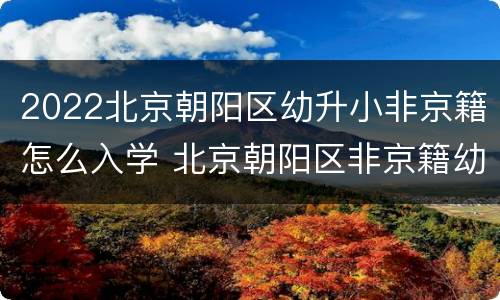 2022北京朝阳区幼升小非京籍怎么入学 北京朝阳区非京籍幼升小政策2020