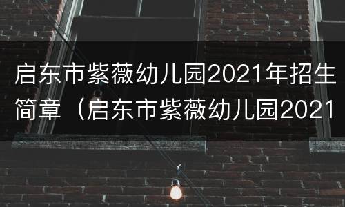 启东市紫薇幼儿园2021年招生简章（启东市紫薇幼儿园2021年招生简章视频）