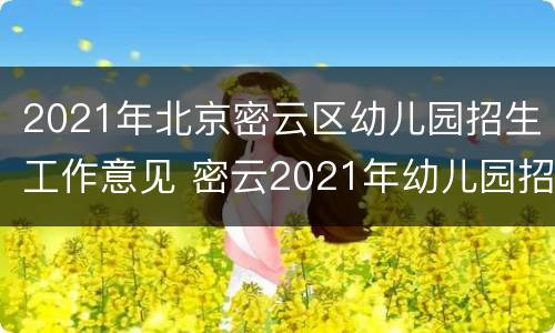 2021年北京密云区幼儿园招生工作意见 密云2021年幼儿园招生简章