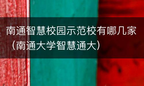 南通智慧校园示范校有哪几家（南通大学智慧通大）