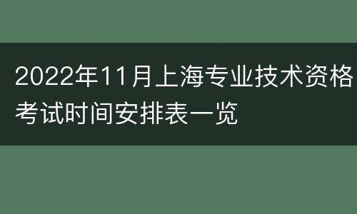 2022年11月上海专业技术资格考试时间安排表一览