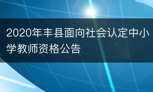 2020年丰县面向社会认定中小学教师资格公告