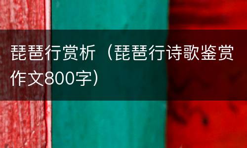 琵琶行赏析（琵琶行诗歌鉴赏作文800字）