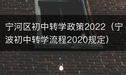 宁河区初中转学政策2022（宁波初中转学流程2020规定）