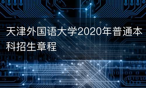 天津外国语大学2020年普通本科招生章程