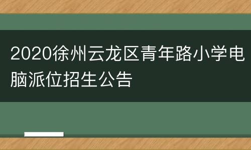 2020徐州云龙区青年路小学电脑派位招生公告