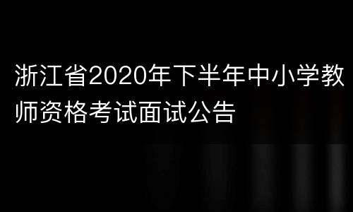 浙江省2020年下半年中小学教师资格考试面试公告