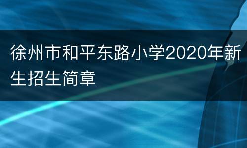 徐州市和平东路小学2020年新生招生简章