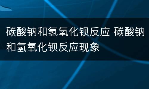 碳酸钠和氢氧化钡反应 碳酸钠和氢氧化钡反应现象