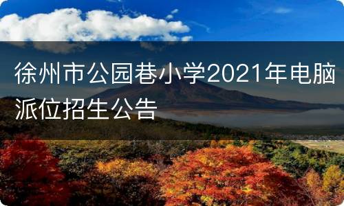 徐州市公园巷小学2021年电脑派位招生公告