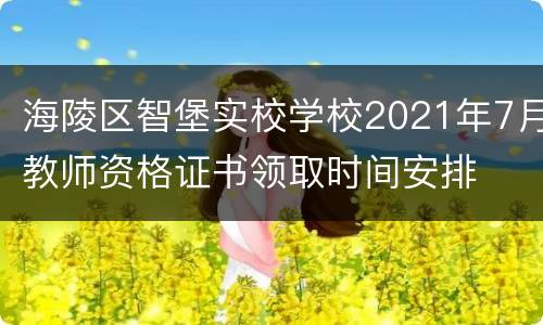 海陵区智堡实校学校2021年7月教师资格证书领取时间安排