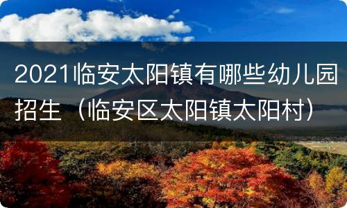 2021临安太阳镇有哪些幼儿园招生（临安区太阳镇太阳村）