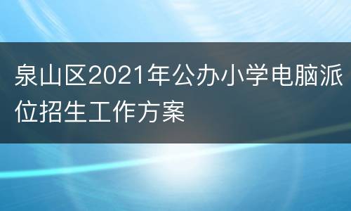 泉山区2021年公办小学电脑派位招生工作方案