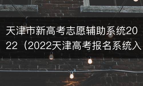 天津市新高考志愿辅助系统2022（2022天津高考报名系统入口）