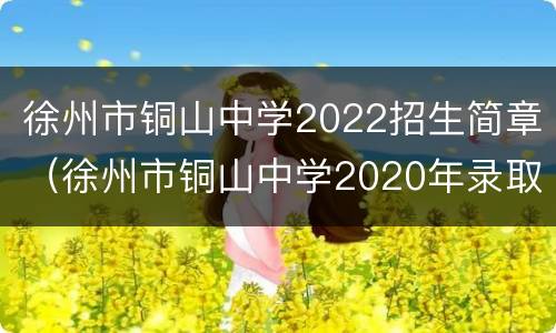 徐州市铜山中学2022招生简章（徐州市铜山中学2020年录取分数线）