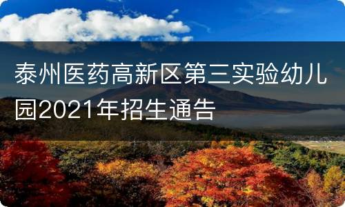 泰州医药高新区第三实验幼儿园2021年招生通告