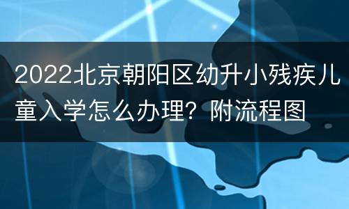 2022北京朝阳区幼升小残疾儿童入学怎么办理？附流程图