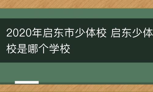 2020年启东市少体校 启东少体校是哪个学校