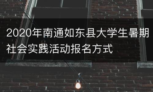 2020年南通如东县大学生暑期社会实践活动报名方式