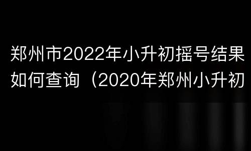 郑州市2022年小升初摇号结果如何查询（2020年郑州小升初摇号结果公布）