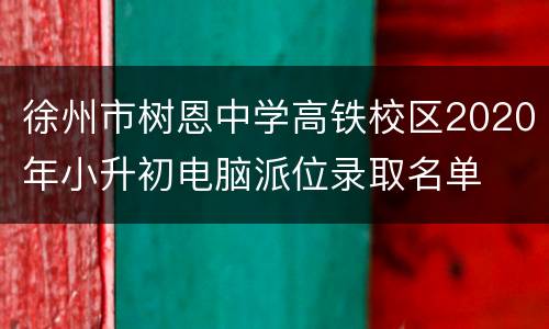 徐州市树恩中学高铁校区2020年小升初电脑派位录取名单