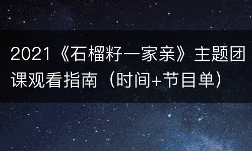 2021《石榴籽一家亲》主题团课观看指南（时间+节目单）