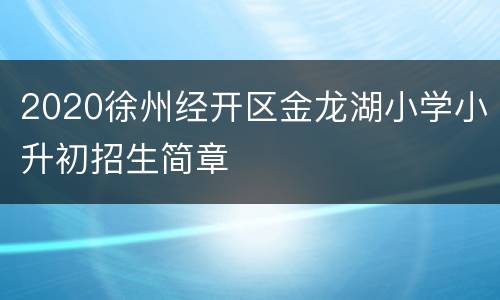 2020徐州经开区金龙湖小学小升初招生简章