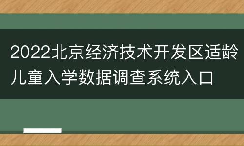 2022北京经济技术开发区适龄儿童入学数据调查系统入口