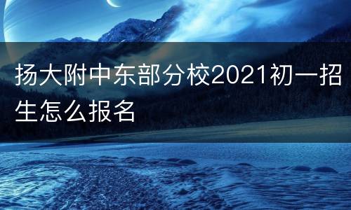 扬大附中东部分校2021初一招生怎么报名