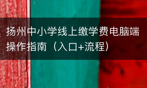 扬州中小学线上缴学费电脑端操作指南（入口+流程）