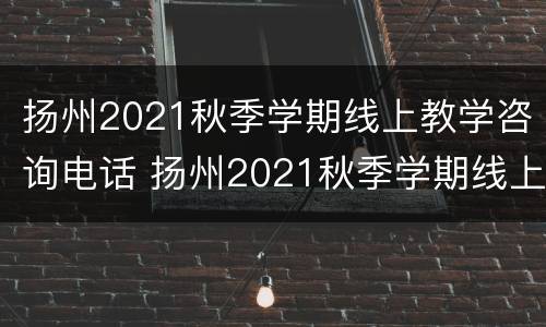 扬州2021秋季学期线上教学咨询电话 扬州2021秋季学期线上教学咨询电话号码