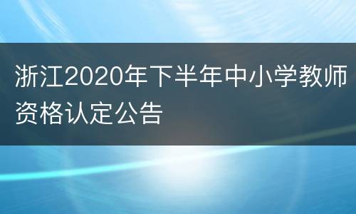 浙江2020年下半年中小学教师资格认定公告