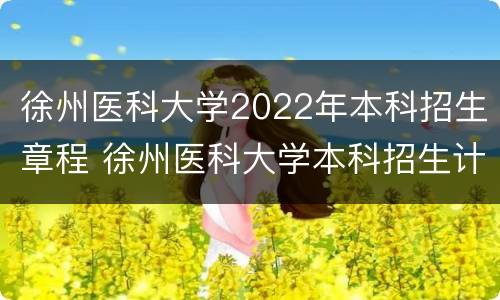 徐州医科大学2022年本科招生章程 徐州医科大学本科招生计划