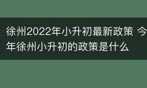 徐州2022年小升初最新政策 今年徐州小升初的政策是什么