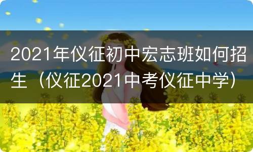 2021年仪征初中宏志班如何招生（仪征2021中考仪征中学）