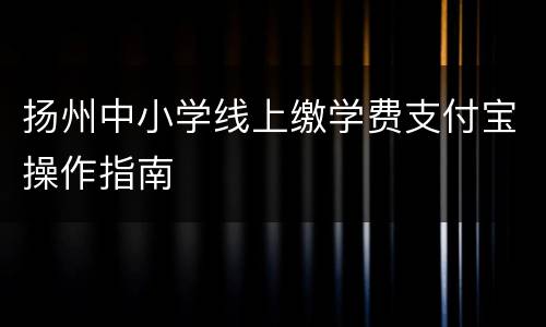 扬州中小学线上缴学费支付宝操作指南