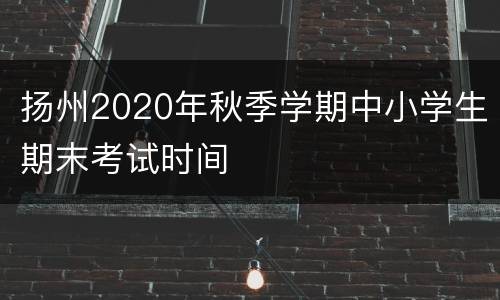 扬州2020年秋季学期中小学生期末考试时间