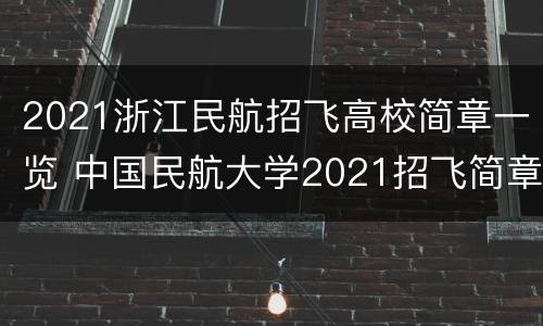 2021浙江民航招飞高校简章一览 中国民航大学2021招飞简章