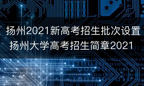 扬州2021新高考招生批次设置 扬州大学高考招生简章2021