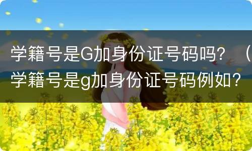 学籍号是G加身份证号码吗？（学籍号是g加身份证号码例如?）