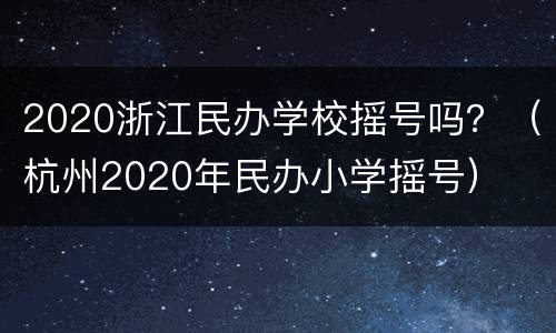 2020浙江民办学校摇号吗？（杭州2020年民办小学摇号）