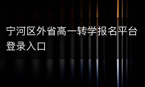 宁河区外省高一转学报名平台登录入口