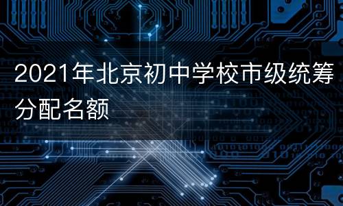 2021年北京初中学校市级统筹分配名额