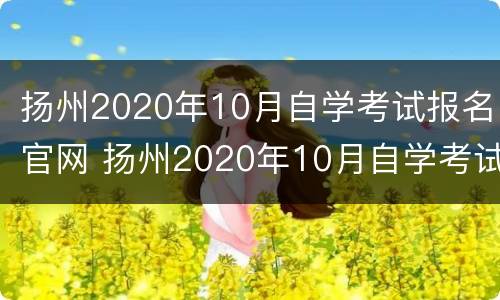 扬州2020年10月自学考试报名官网 扬州2020年10月自学考试报名官网入口